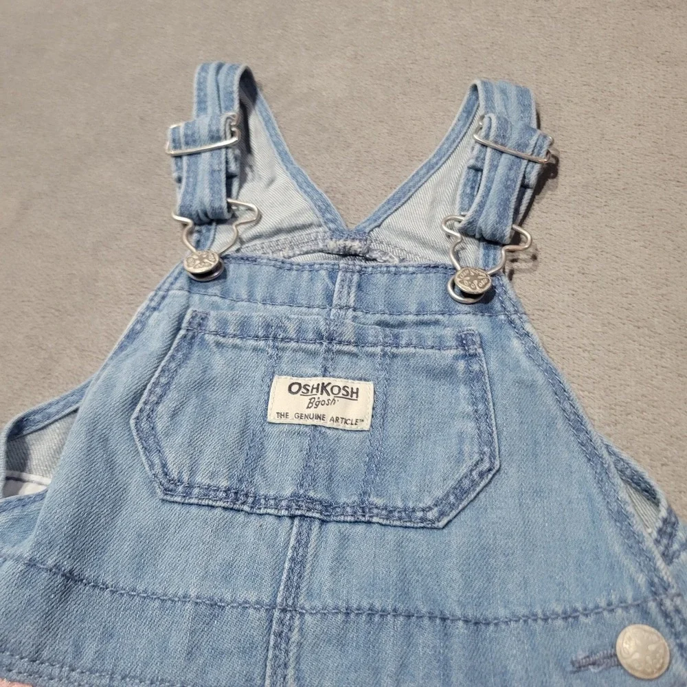 OshKosh B'gosh Jumper Dress Girls 24M Blue‎ Pink Denim Tulle Glitter Polka Dot